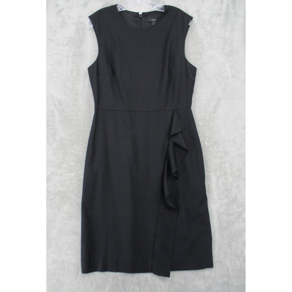 J Crew Dress Womens Size 10 Wool Ruffle Sheath Quiet Luxury Minimalist Feminine